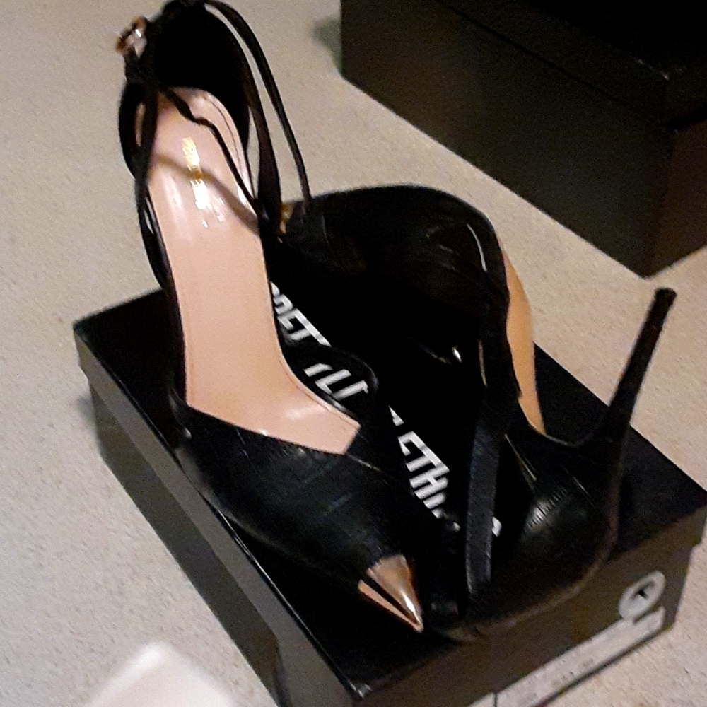 Black croc pretty little thing heels